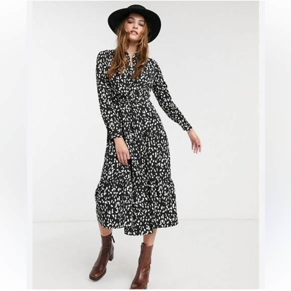 Topshop | Dresses | Topshop Tiered Fawn Print Maxi Shirt Dress Long ...